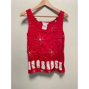 Portara WomensTop Size 8 Red Abstract Print Sleeveless Lightweight Art to Wear